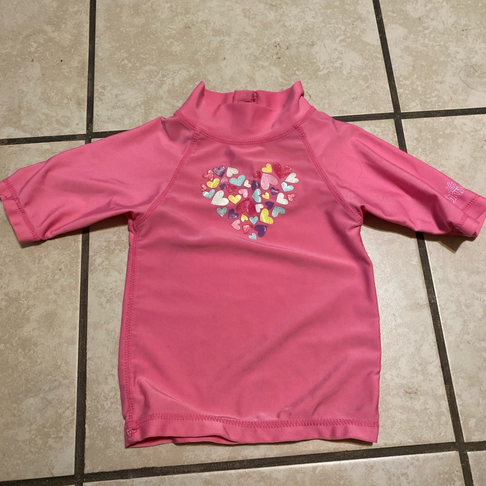 Kids Pink Rashguard with Heart Pattern
